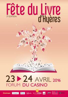 affiche Fête du livre à Hyères du 23,24 avril 2016